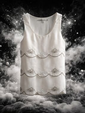 LC Lauren Conrad Ivory Embellished Sleeveless Tank. Size S. Very Good Condition